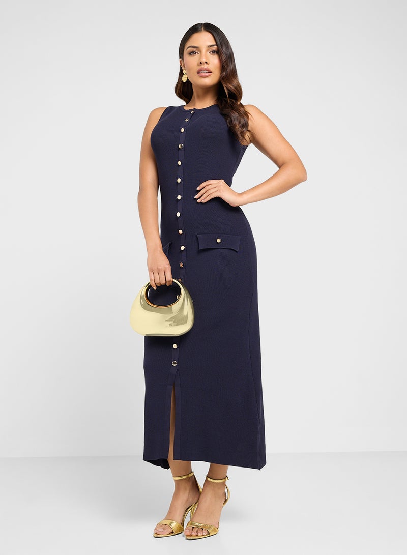 ELLA Ribbed Button-Up Dress - Image 1