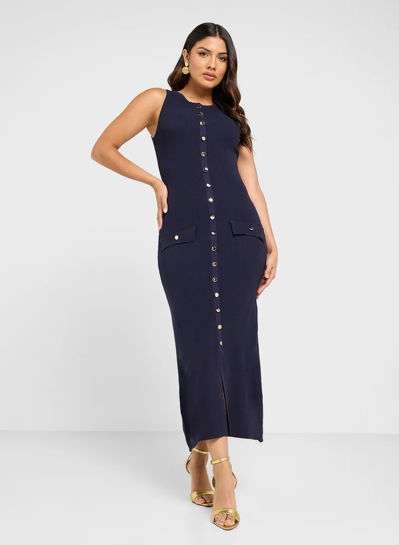 ELLA Ribbed Button-Up Dress