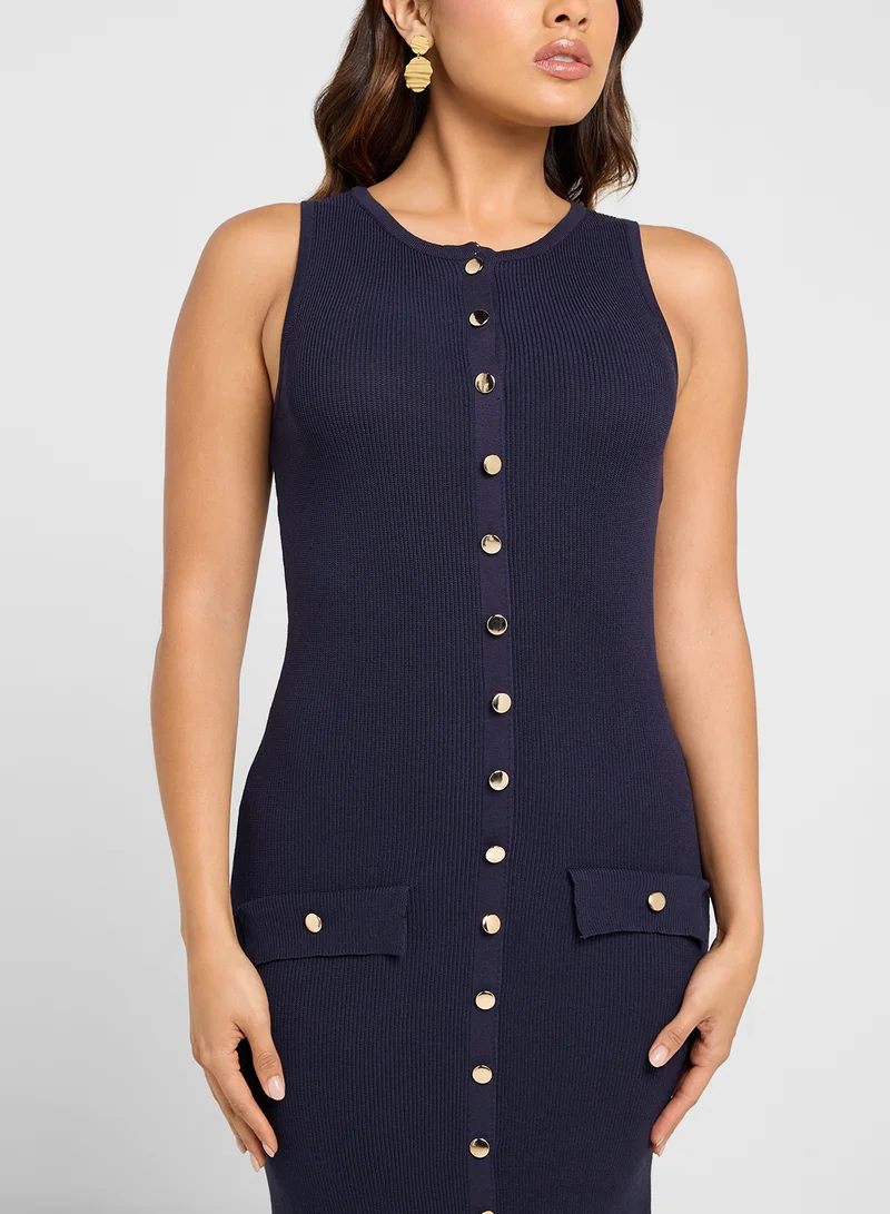 ELLA Ribbed Button-Up Dress