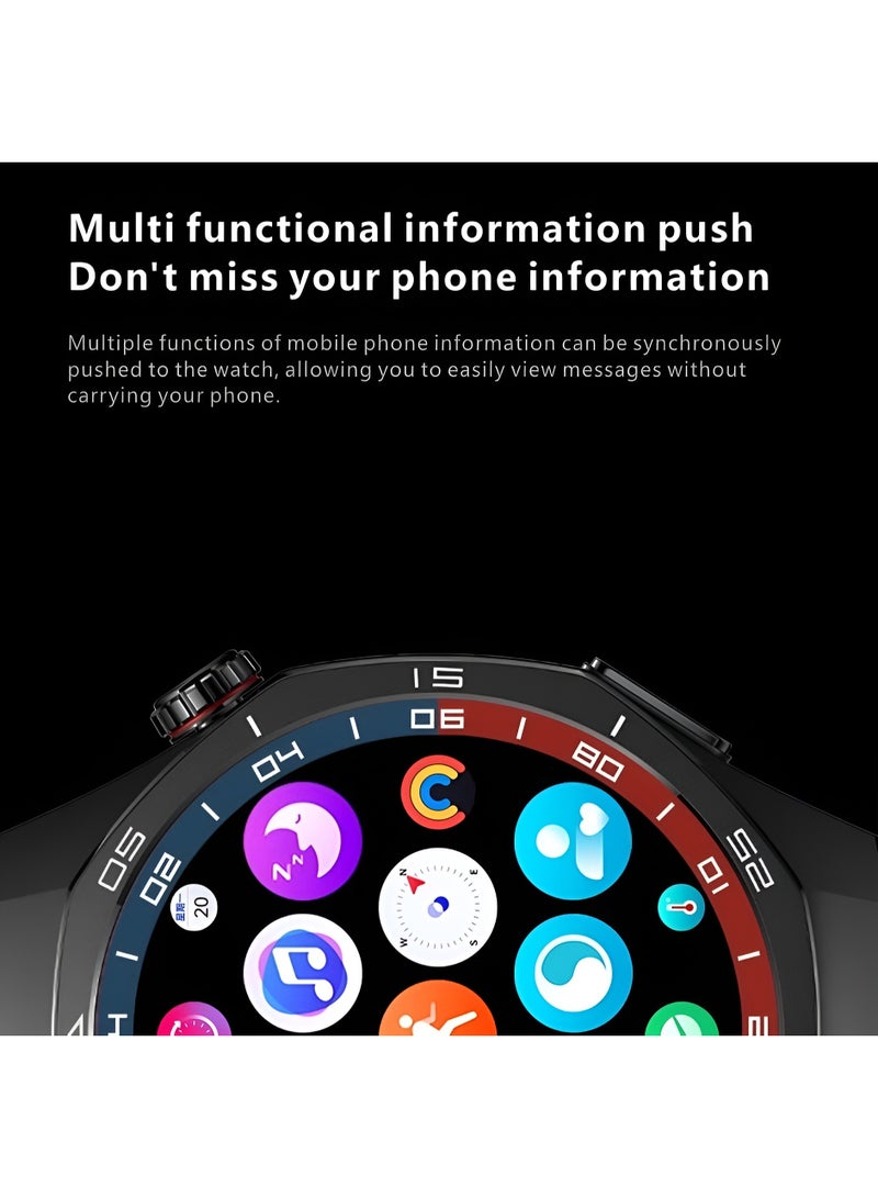 Haino Teko HainoTeko RW-65 Smart Watch with AMOLED HD Display, Bluetooth Calling, Medical Sensors, Luxury Design with Leather, Silicone, and Steel Straps - Black - Image 5