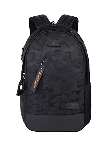 Gear Jacquard 26L Medium Water Resistant Standard 4 Compartment Backpack With Rain Cover/School Bag/College Bag/Daypack/Casual Backack For Girls/Men/Women (Camo Black), 28 Litre - Image 1