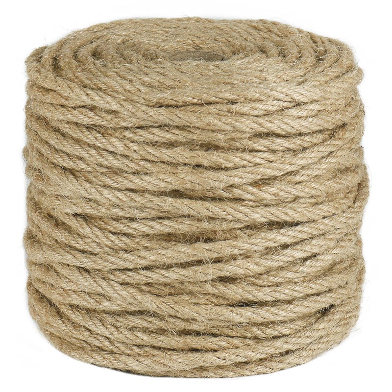 Tenn Well 5mm Jute Rope 164 Feet 4Ply Twisted Thick Twine Rope for Gardening Crafting Recycling Cat Scratching Post Farmhouse Decor Macrame Projects