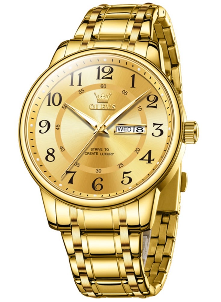 OLEVS Large Numeric Dial Luminous Waterproof Men's Watch High Hardness Coated Glass Alloy Strap Simple Stylish Timepiece - Image 1