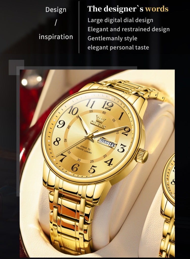 OLEVS Large Numeric Dial Luminous Waterproof Men's Watch High Hardness Coated Glass Alloy Strap Simple Stylish Timepiece - Image 2