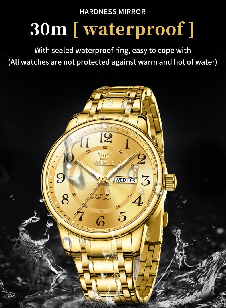 OLEVS Large Numeric Dial Luminous Waterproof Men's Watch High Hardness Coated Glass Alloy Strap Simple Stylish Timepiece - Image 5