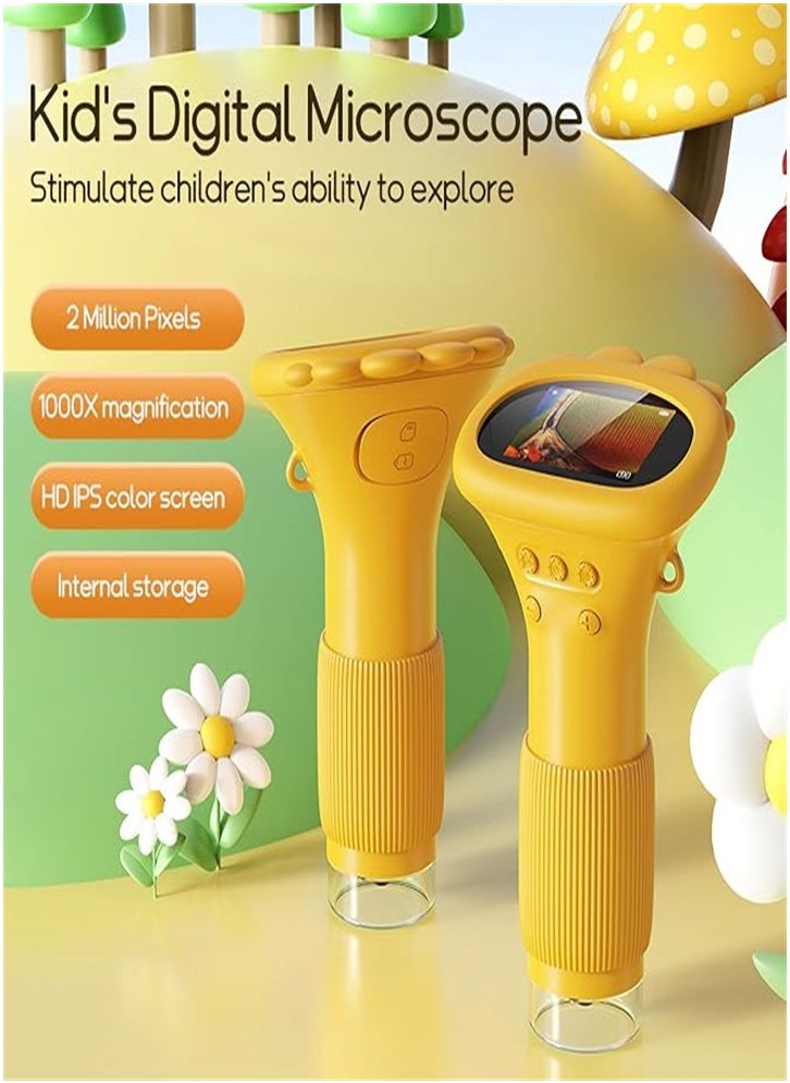 Generic Children's Microscope Pocket Microscope - 1000x Portable Microscope | Photo and Video Mini Microscope | 2-inch Digital Scientist Microscope for Children over 3 years old (yellow)  - Image 2