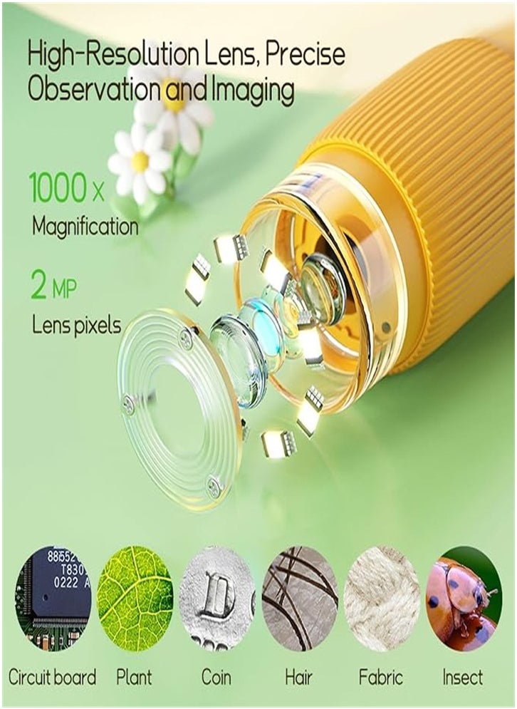 Generic Children's Microscope Pocket Microscope - 1000x Portable Microscope | Photo and Video Mini Microscope | 2-inch Digital Scientist Microscope for Children over 3 years old (yellow)  - Image 5