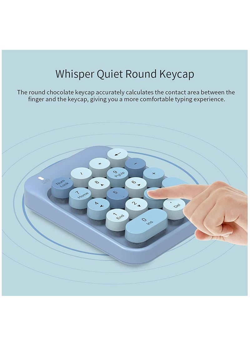SYOSI Wireless Numeric Keypad Retro Style Round Keycaps 18 Keys Portable Number Keyboard with USB Receiver - Image 2
