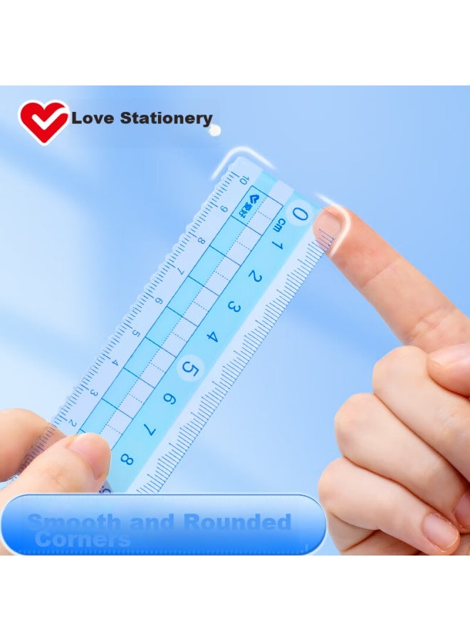 Aihao 20cm Straight Ruler For Primary School Students' Exams, Measuring And Drawing Ruler + 2 Triangular Rulers + Protractor 4-piece Set Rl4022 - Image 4