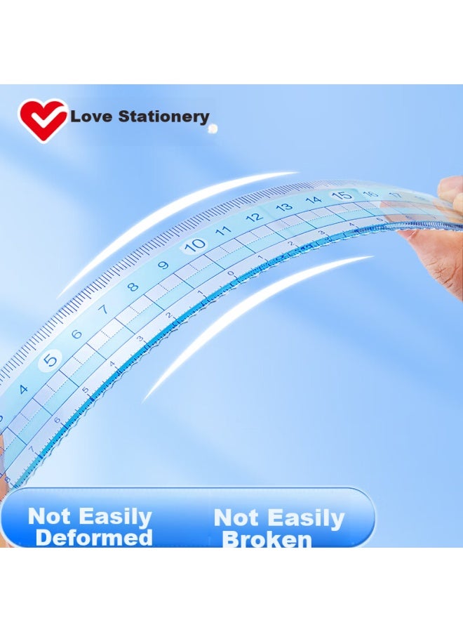 Aihao 20cm Straight Ruler For Primary School Students' Exams, Measuring And Drawing Ruler + 2 Triangular Rulers + Protractor 4-piece Set Rl4022 - Image 3
