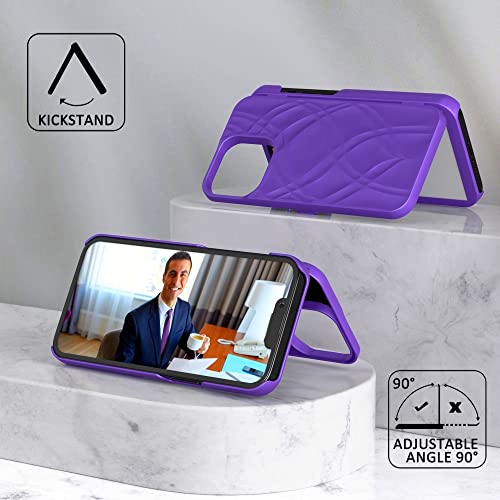 W7ETBEN Wallet Case Compatible with iPhone 13 Pro, Hidden Mirror Wallet Cover with Stand, Card Holder for iPhone 13 Pro 6.1 inch - Purple - Image 5