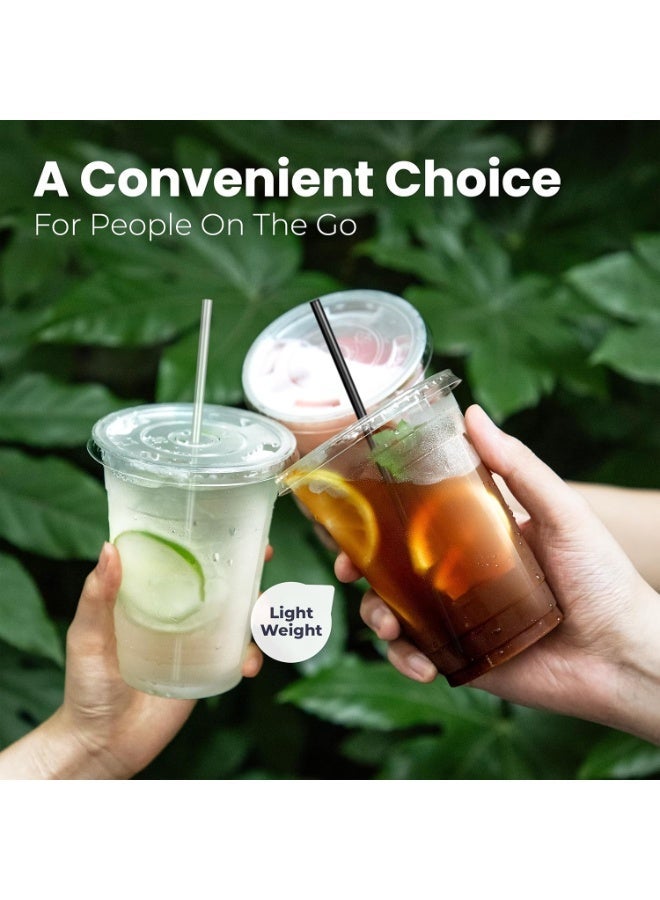 Disposable Coffee Cups 100 Pack 12 oz Plastic Iced Coffee Cups with Flat Lids and Straws, Disposable Clear Cup, BPA Free Cup for Party, Smoothie, Cold Drinks, Juice, Milkshake, Bubble Boba, Tea - Image 4