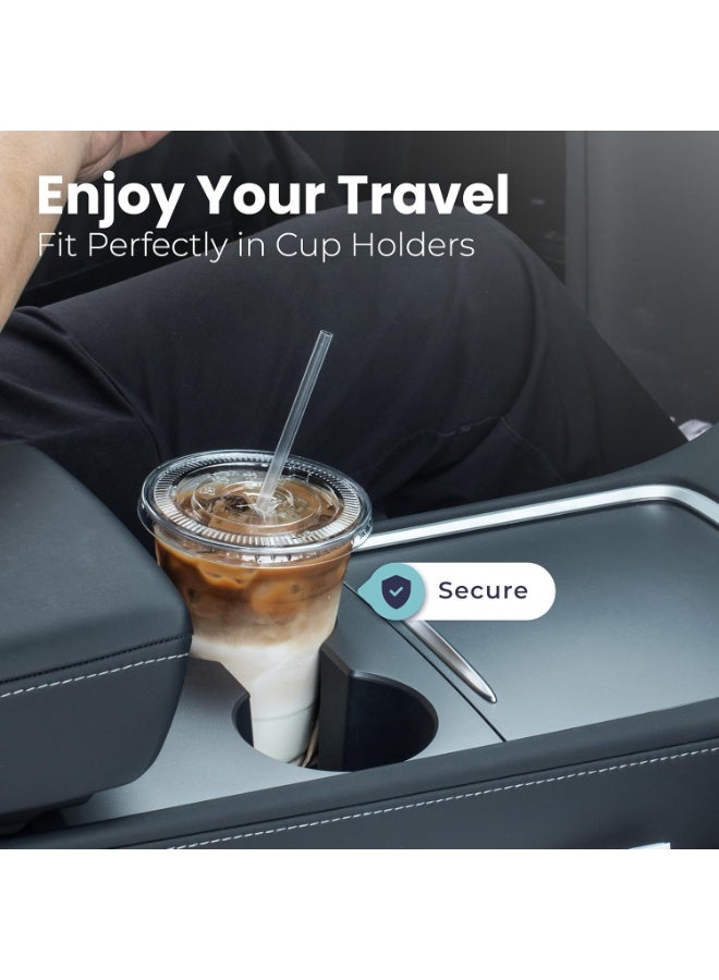 Disposable Coffee Cups 100 Pack 12 oz Plastic Iced Coffee Cups with Flat Lids and Straws, Disposable Clear Cup, BPA Free Cup for Party, Smoothie, Cold Drinks, Juice, Milkshake, Bubble Boba, Tea - Image 5