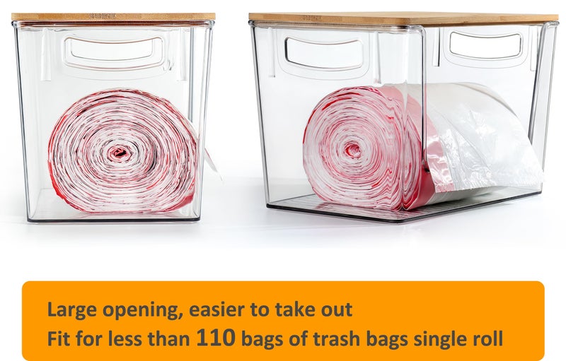 Hudgan 2 Pack Trash Bag Holder Dispenser, Extra Large Garbage Bags Holder, Stackable Trash Bag Holder with Bamboo Top for Laundry Room & Under Sink - Image 4