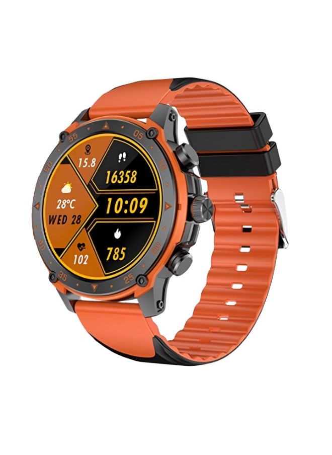 Oteeto - WATCH7 Smart Watch, Water and Dust Resistant, with a High-Definition Amoled Display and a Stylish Black and Orange Band - Image 1