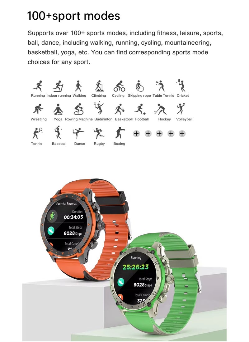 Oteeto - WATCH7 Smart Watch, Water and Dust Resistant, with a High-Definition Amoled Display and a Stylish Black and Orange Band - Image 1