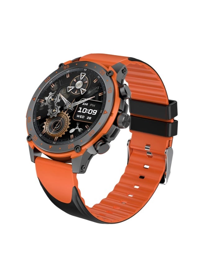 Oteeto - WATCH7 Smart Watch, Water and Dust Resistant, with a High-Definition Amoled Display and a Stylish Black and Orange Band - Image 1