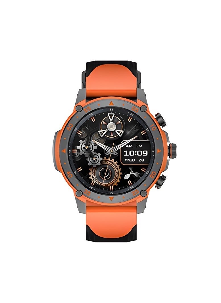Oteeto - WATCH7 Smart Watch, Water and Dust Resistant, with a High-Definition Amoled Display and a Stylish Black and Orange Band - Image 1