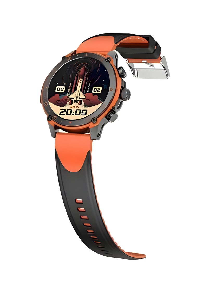 Oteeto - WATCH7 Smart Watch, Water and Dust Resistant, with a High-Definition Amoled Display and a Stylish Black and Orange Band - Image 1