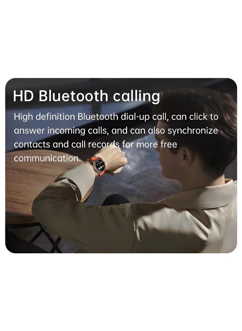 Oteeto - WATCH7 Smart Watch, Water and Dust Resistant, with a High-Definition Amoled Display and a Stylish Black and Orange Band - Image 1