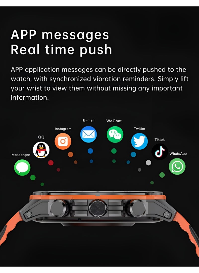 Oteeto - WATCH7 Smart Watch, Water and Dust Resistant, with a High-Definition Amoled Display and a Stylish Black and Orange Band - Image 1