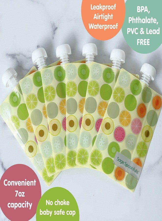 Sage Spoonfuls 7-Piece Feeding Set Suction Plate and Reusable Baby Food Pouches for Babies and Toddlers, 100% Silicone Divided Plate with Suction Base, 6-Pack BPA Free 7oz Reusable Food Pouches - Image 2