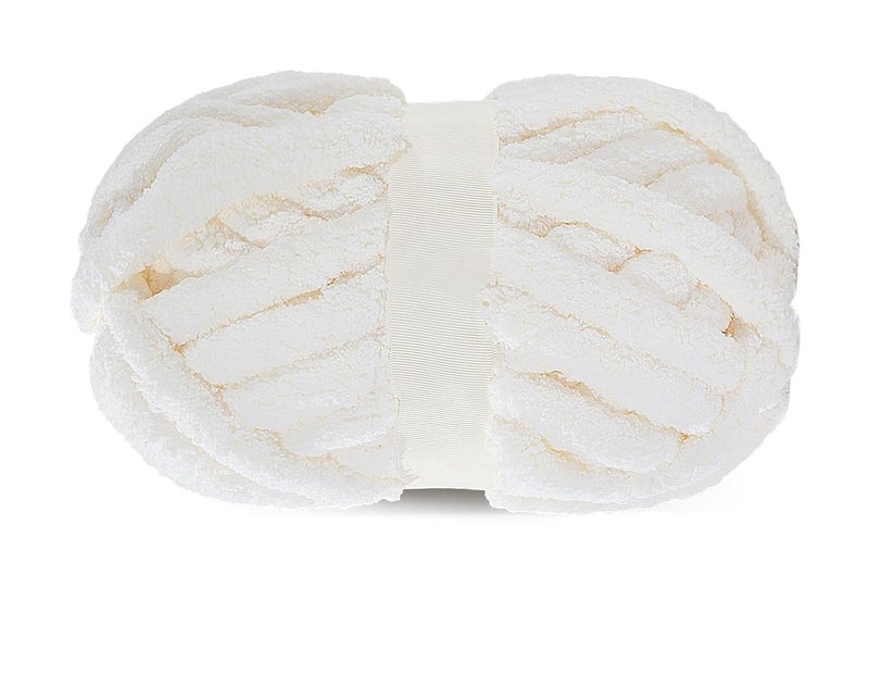 ProKart Premium Blankie Wool, Plush & Cuddly, Chenille Yarn Supersoft Hand Knitting Wool Ball | Blanket Thick/Mottu Yarn Ball Suitable for Hand Knitting and Crocheting (Pure White, 100gms x 1 Pack) - Image 1