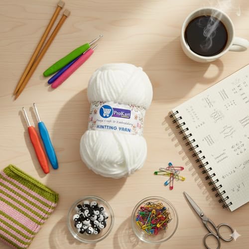 ProKart Premium Blankie Wool, Plush & Cuddly, Chenille Yarn Supersoft Hand Knitting Wool Ball | Blanket Thick/Mottu Yarn Ball Suitable for Hand Knitting and Crocheting (Pure White, 100gms x 1 Pack) - Image 3