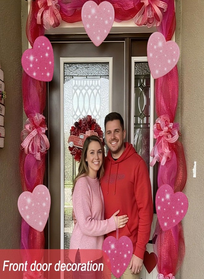 Jenaai 4 Pcs 11 Inch Valentine's Day 3D Glitter Heart Hanging Ornament Large Pink and Fuchsia Hanging Hearts Decorations for Valentine's Day Tree Home Ceiling Wedding Birthday Party Decorations - Image 4