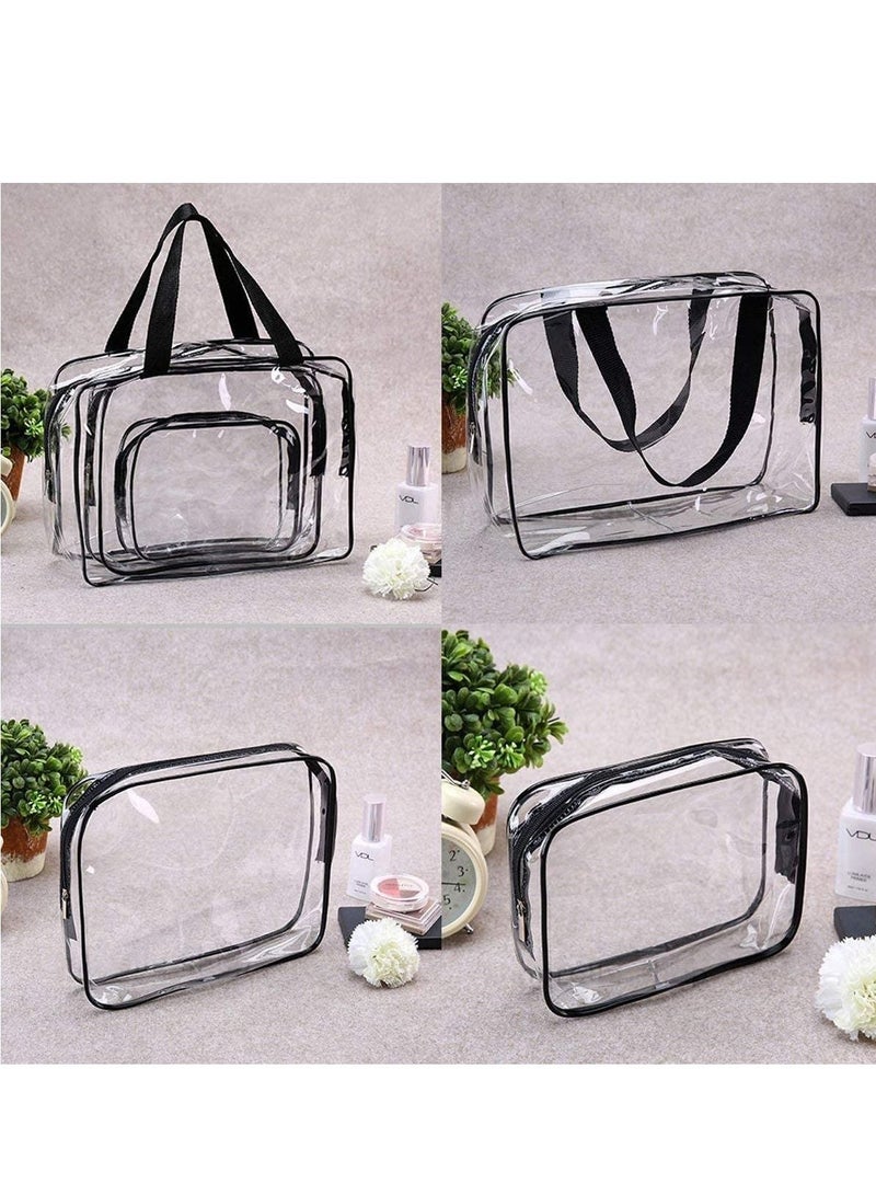 يوريفو حقيبة منظم المكياج من 3 قطع متعددة الأغراض مقاومة للماء شفاف / أسود - Image 4