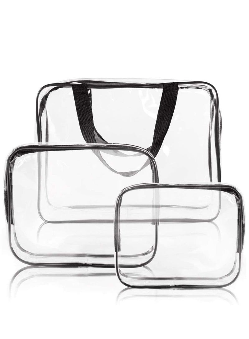 يوريفو حقيبة منظم المكياج من 3 قطع متعددة الأغراض مقاومة للماء شفاف / أسود - Image 1