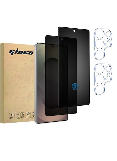 [2+2 PCS] Samsung Galaxy S25 Ultra Full Coverage Privacy Screen Protector with Camera Lens Protector, [30° Anti-Spy][9H Hardness][Ultrasonic Fingerprint Unlock][Anti Scratch][Bubble Free][Case Friendly] Protector Set for Samsung S25 Ultra 6.9 inch (Boxed, 2+2 Pack)