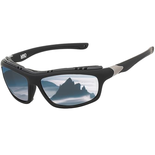 WYND Blocker Airdam Sunglasses Motorcycle Riding, Driving, Fishing, Boating Wrap (Black Matte, Silver Mirror) - Image 2