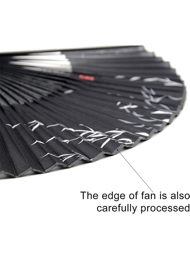 اتش اس مروحة قابلة للطي محمولة نسيج الخيزران مروحة عتيقة نمط يدوي مراوح قابلة للطي لزينة رقص حفل زفاف الحفلات - Image 2