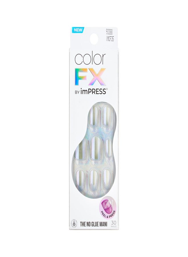 إمبريس أظافر KISS colorFX من imPRESS اللاصقة، لون "Sour Love"، أبيض سادة بلمسة نهائية لؤلؤية، بيضاوي قصير، لاصق جديد ومُحسّن، تتضمن 30 ظفرًا صناعيًا، منديلًا للتحضير، عصا مانيكير، مبرد أظافر صغير - Image 1