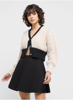 ONLY Color Block V-Neck Cardigan  - Image 1