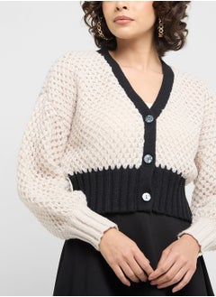 ONLY Color Block V-Neck Cardigan  - Image 3