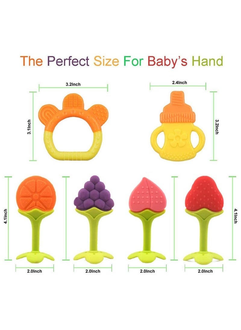 Gonice 6 Pack Baby Teether Toys, Newborn Infant Baby Teethers Freezer Safe Silicone Baby Teether Toys, Teething Toys for Babies 0-6 Months  - Image 2