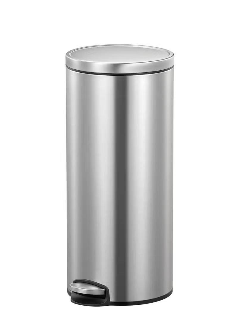 EKO Stainless Steel Fingerprint Resistant Pedal Bin | Soft Close Bathroom Office Waste Bin | 12L | Silver - Image 1