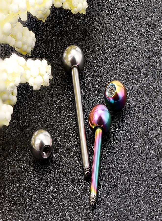 Ftovosyo 20Pcs Nipple Ring 14G Surgical Steel Tongue Nipplerings Barbell Bar Hoop Rings Retainer CZ Heart Chain Dangle Nipple Piercing Jewelry for Women Men 14MM (9/16 Inch) Rainbow - Image 4