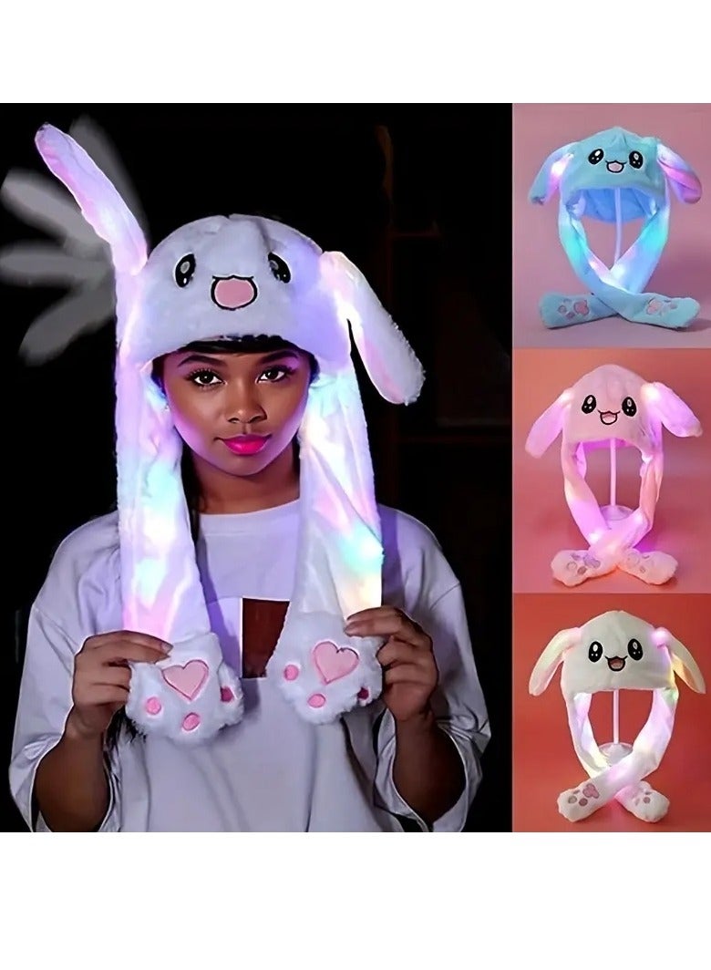 Gonice Glowing Plush Moving Rabbit Hat, Funny Glowing And Ear Moving Bunny Hat Cap  - Image 1