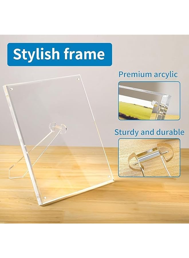 The Bros Acrylic Picture Frame 3 Piece Set, Clear Picture Frame with Stand, Magnetic Picture Frame for Home, Office Desktop Horizontal or Vertical Display. - Image 4