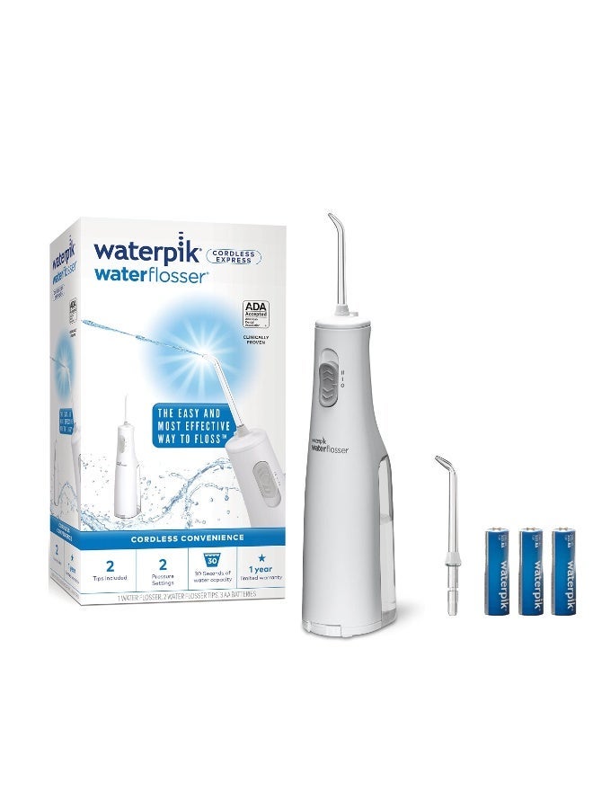 واتربيك جهاز تنظيف الأسنان بالماء اللاسلكي Waterpik Cordless Express مع رأسي تنظيف، يعمل بالبطارية، تصميم محمول، معتمد من ADA - Image 1