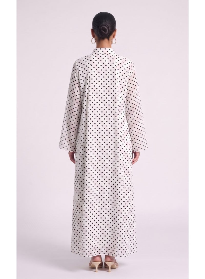 Next Abaya White Printed Chiffon Abaya - Image 2