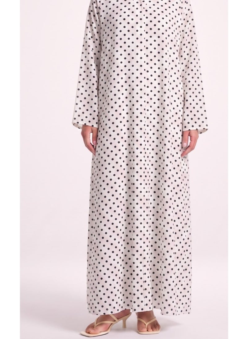 Next Abaya White Printed Chiffon Abaya - Image 3