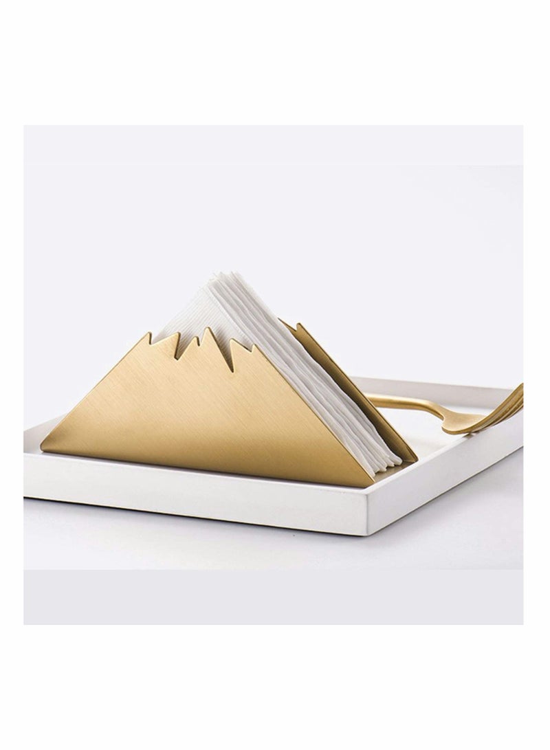 Gold Napkin Holder Freestanding Steel Tissue Dispenser Paper for Dining Table Kitchen Countertop Guest Towel (Mountain) - Image 4