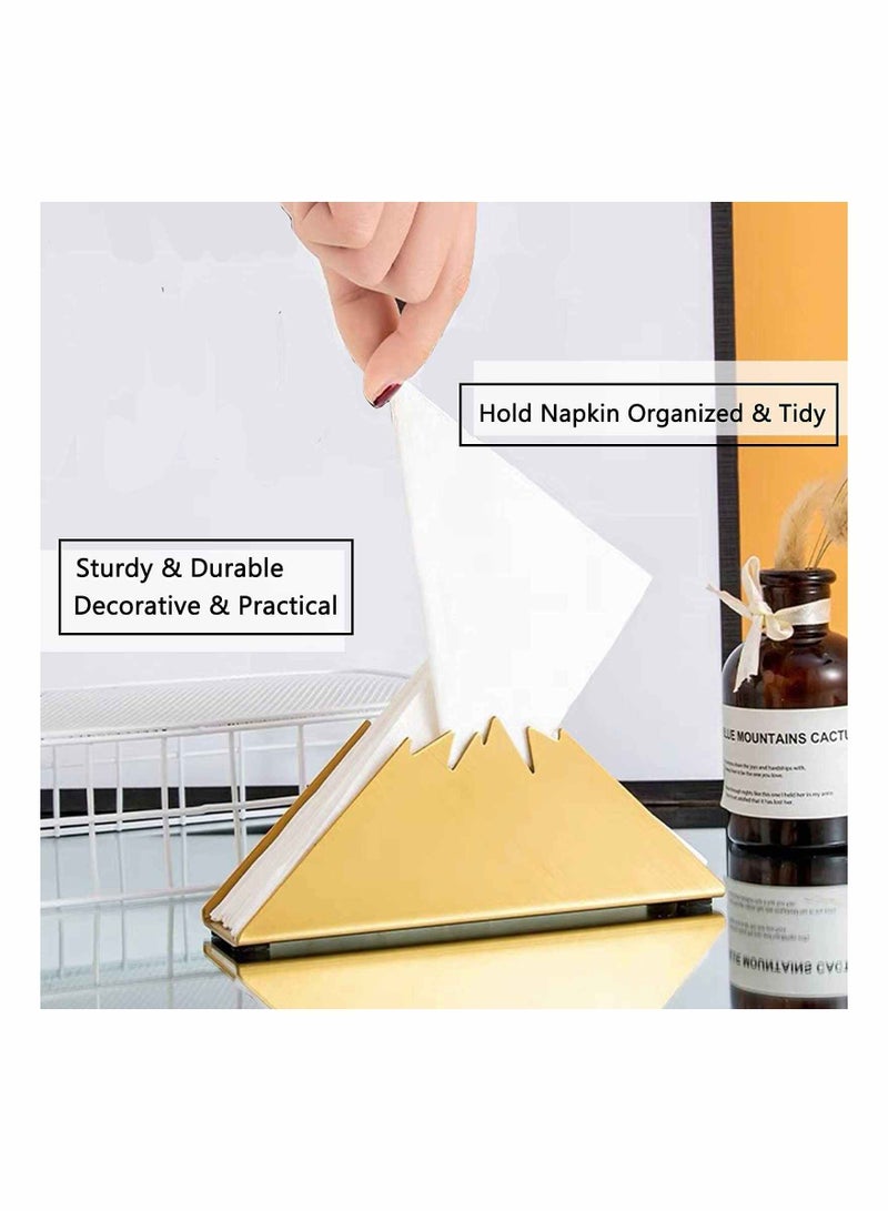 Gold Napkin Holder Freestanding Steel Tissue Dispenser Paper for Dining Table Kitchen Countertop Guest Towel (Mountain) - Image 3