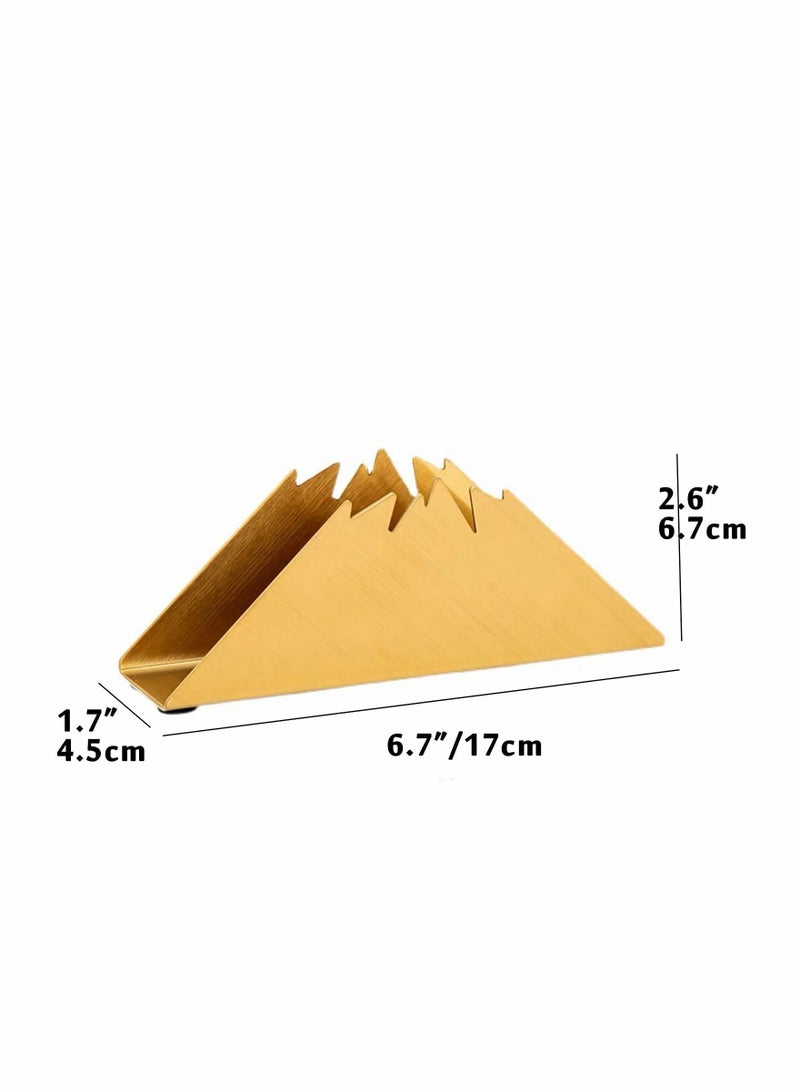 Gold Napkin Holder Freestanding Steel Tissue Dispenser Paper for Dining Table Kitchen Countertop Guest Towel (Mountain) - Image 2