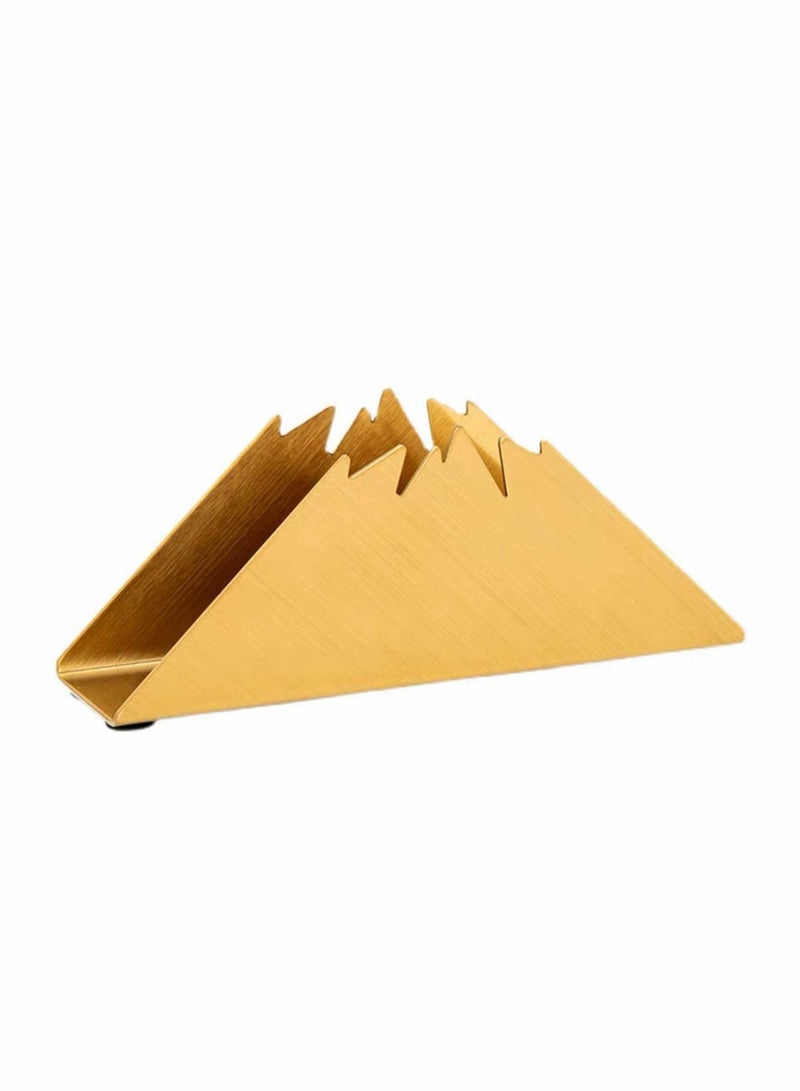Gold Napkin Holder Freestanding Steel Tissue Dispenser Paper for Dining Table Kitchen Countertop Guest Towel (Mountain) - Image 1