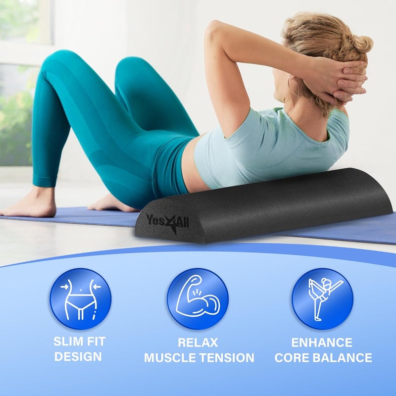 Yes4All High-Density Round Back Roller Foam, Exercise Foam Roller for Yoga, Pilates & Stretching - 12, 18, 24, 36 inch - Image 4